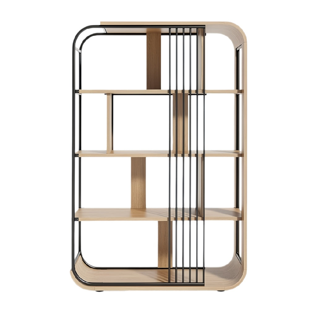 **Technische titel in het Nederlands: Moderne boekenplank met metalen en houten elementen**