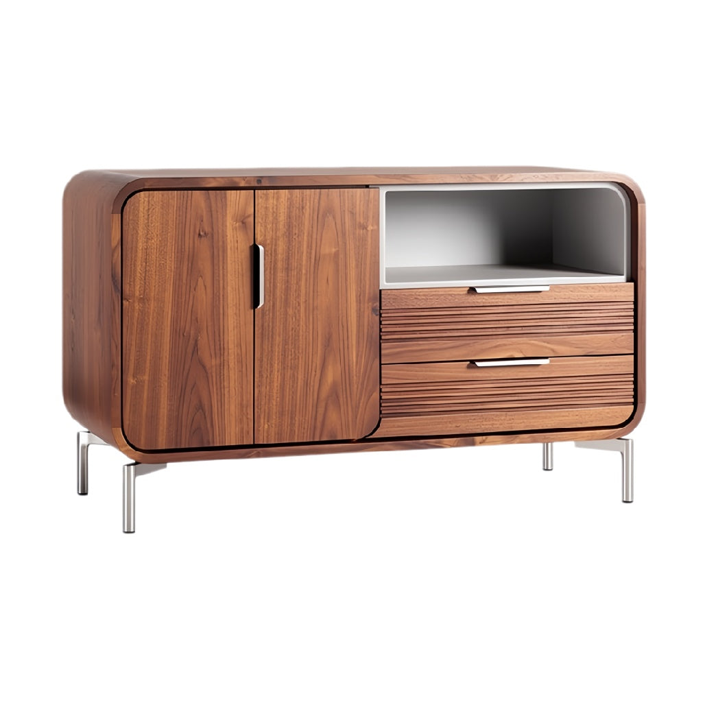 Technische titel in het Nederlands: **Moderne Houten Dressoirkast met Lades en Open Bergruimte**
