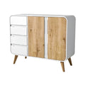**Moderne kast met witte en houten afwerking**