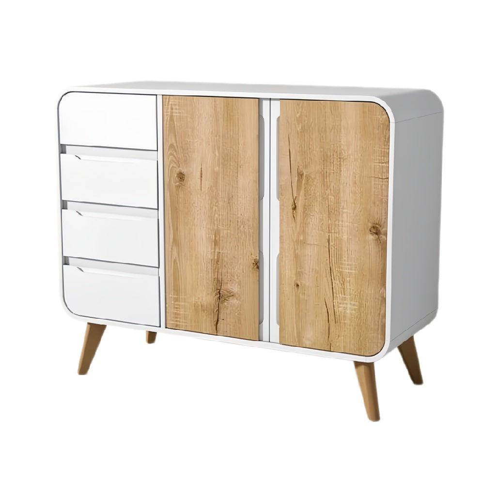 **Moderne kast met witte en houten afwerking**