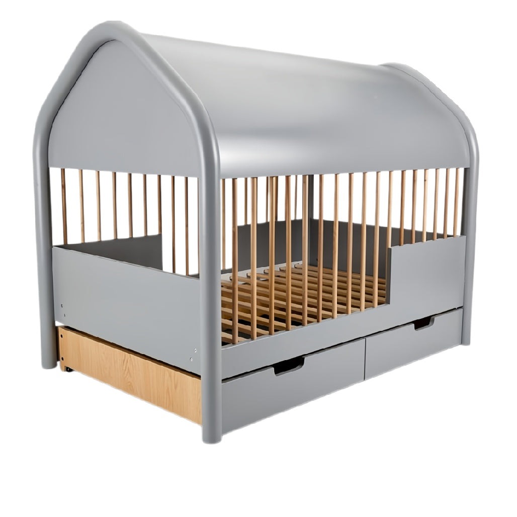**Houten Kinderbed met Opslagruimte en Huisvormig Ontwerp**