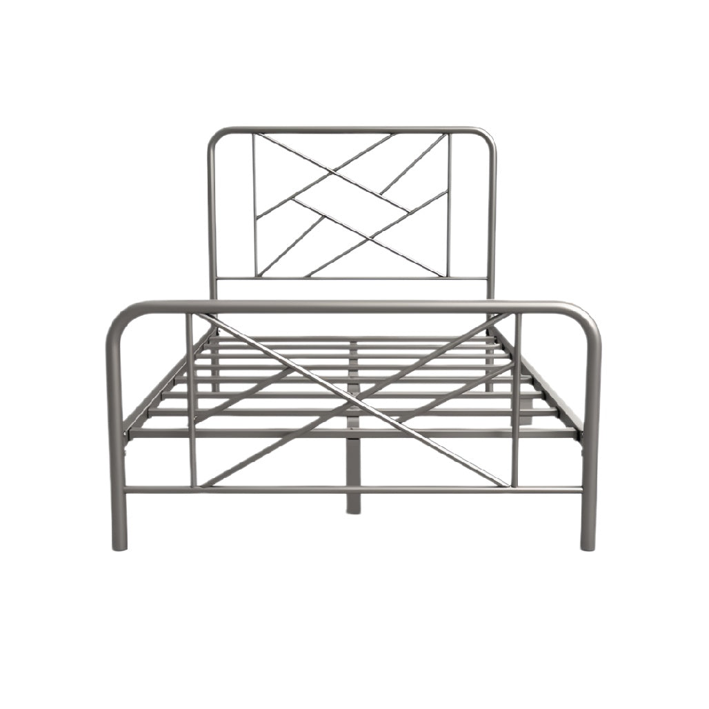 **Technische Titel in het Nederlands: Moderne Metalen Bedstructuur met Gevlecht Ontwerp**