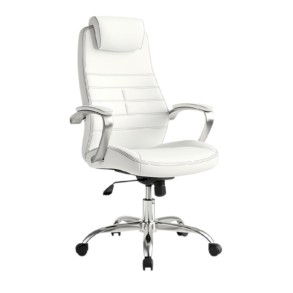 **Moderne en Ergonomische Witte Bureaustoel met Verstelbare Armleuningen**